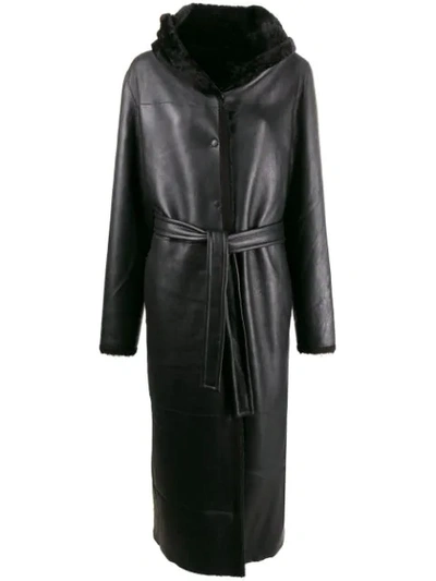 Liska Teddy Hooded Longline Coat In Black