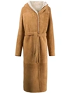 Liska Teddy Hooded Longline Coat - Brown