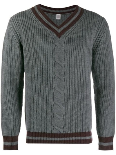 Eleventy Contrast Stripes Detail Jumper In Grey