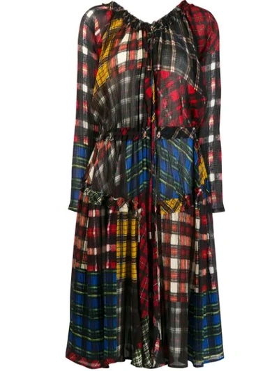 Dsquared2 Multi-check Pattern Dress In Red