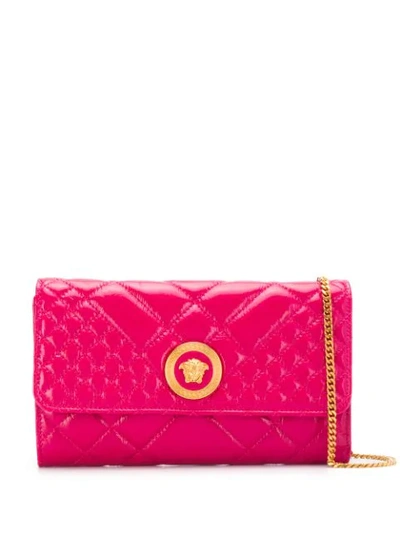 Versace Medusa Head Quilted Clutch In Pink