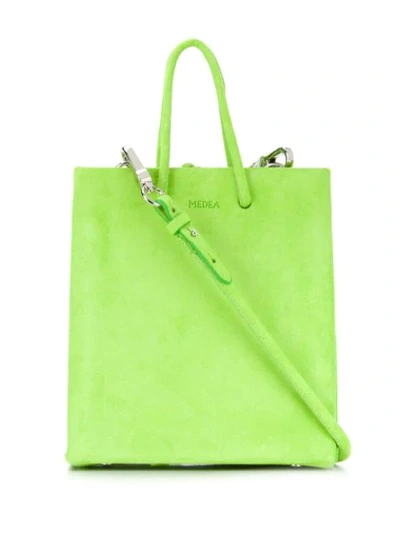 Medea Short Textured Tote Bag In Green