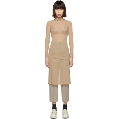 Mm6 Maison Margiela Mesh Midi Dress In 128 Nude | ModeSens