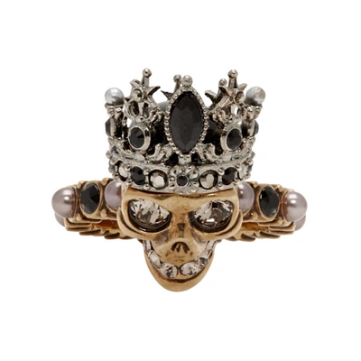 Alexander Mcqueen Gold And Silver Queen Ring In 8801 0448