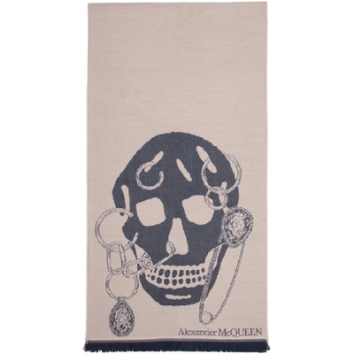 Alexander Mcqueen Pink And Blue Chained Skull Scarf In 5968 Pi/blu