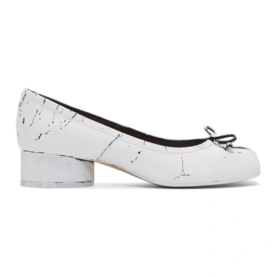 Maison Margiela White And Black Painted Tabi Ballerina Flats In T1021 Myswh
