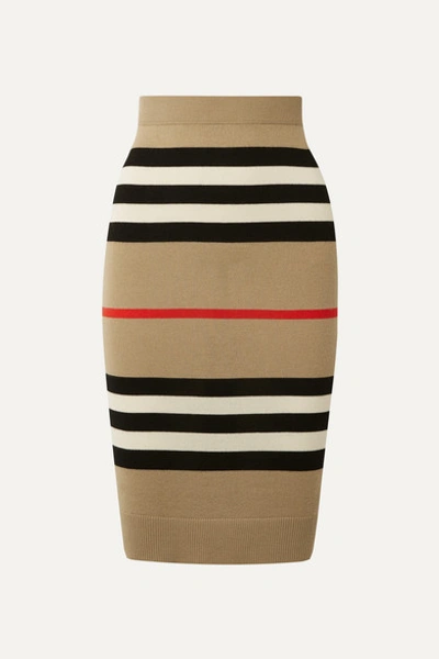 Burberry Intarsia Merino Wool Knit Pencil Skirt In Multicolor