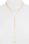 Ettika Triple Layer Y-necklace In Gold