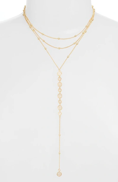 Ettika Triple Layer Y-necklace In Gold