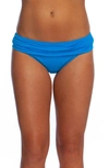 La Blanca Shirred Banded Hipster Bikini Bottoms In Chambray