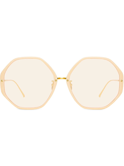 Linda Farrow Oversized Hexagonal-frame Sunglasses In Gold