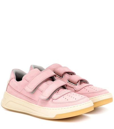 Acne Studios Steffey Nubuck Leather Sneakers In Lilac & White