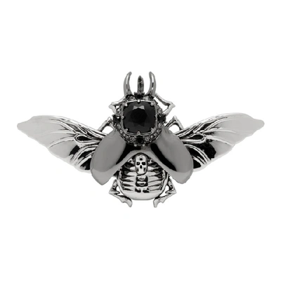 Alexander Mcqueen Bejeweled Beetle Brooch In 8788 Multic