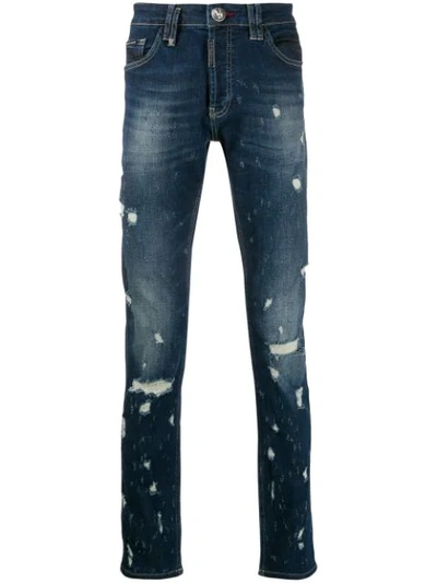 Philipp Plein Super Straight Statement Jeans In Blue