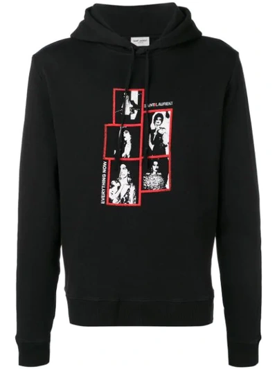 Saint Laurent Polaroid Print Hoodie In Black