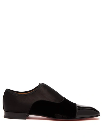 Christian Louboutin Men's Alpha Male Tonal Patent Leather & Suede Slip-on Shoes In Black