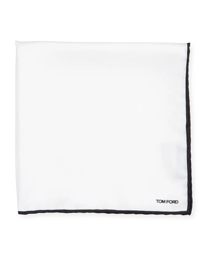 Tom Ford Men's Solid Pocket Square With Contrast Trim In White