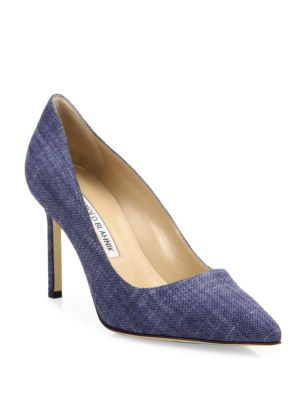 Manolo Blahnik Bb Denim Point Toe Pumps | ModeSens