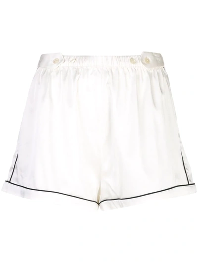 Morgan Lane Fiona Tab-adjustable Silk Lounge Shorts In White