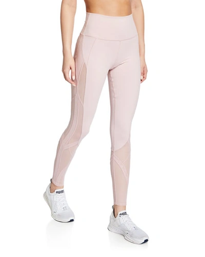 Alo Yoga Mosaic Mesh-inset Leggings In Pale Mauve