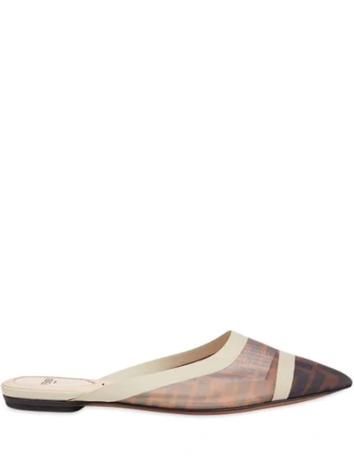 Fendi Colibrì Ff Motif Mesh Mules In Brown