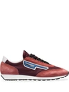 Prada 'mln70' Logo Patch Suede Panel Sneakers In Red