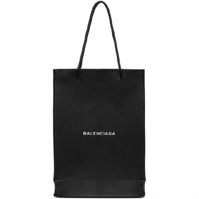 Balenciaga 'north-south' Logo Print Medium Leather Shopping Bag In 1060 Blk/wh