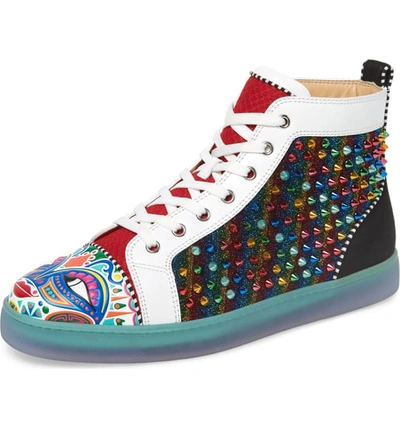 Christian Louboutin Men's Tribalouis Multicolor Spiked High-top Sneakers In Version Multi