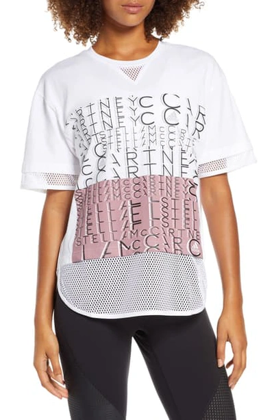 Adidas By Stella Mccartney Logo Mesh Short-sleeve Tee In White