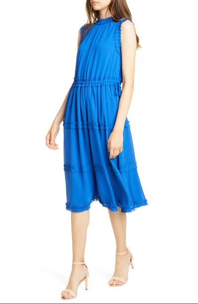 Ted Baker Sinita Frill Detail Sleeveless Dress In Blue
