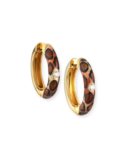Adolfo Courrier 18k Gold Diamond & Animal-print Hoop Earrings