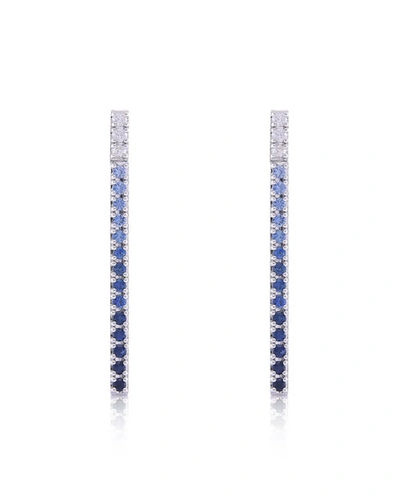 Stevie Wren Gembar 14k White Gold Diamond & Sapphire Bar Earrings, Blue