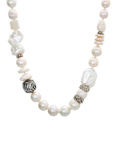 Stephen Dweck Sculpted Sterling Silver Baroque Pearl Necklace
