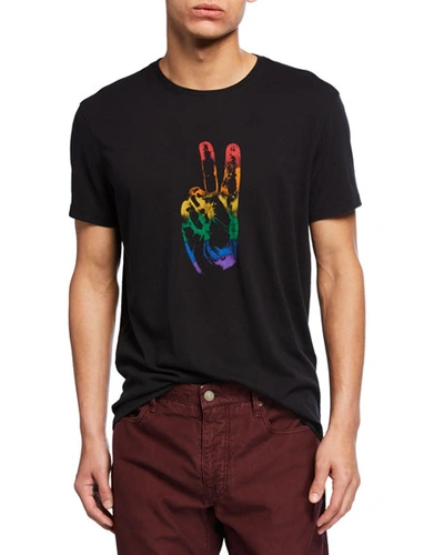John Varvatos Men's Rainbow Of Peace Hand T-shirt In Black