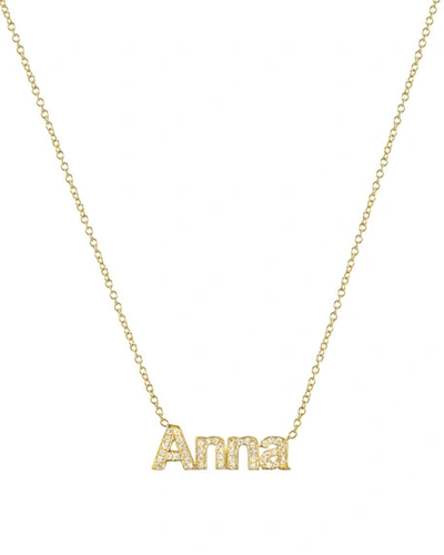 Zoe Lev Jewelry Personalized 14k Diamond Name Necklace In Gold