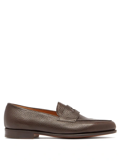 John Lobb 'lopez' Grainy Leather Penny Loafers In Brown
