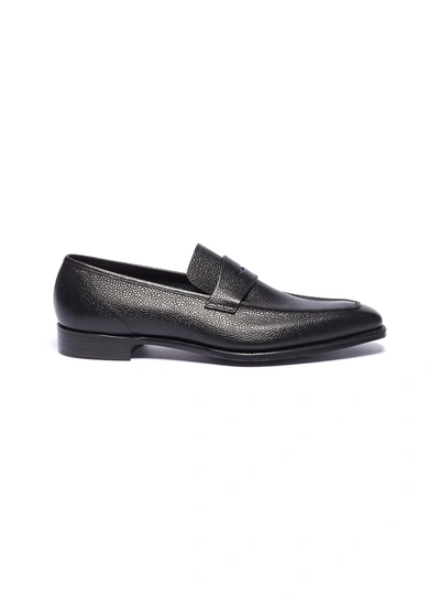 George Cleverley 'george' Scotch Grain Leather Penny Loafers In Black