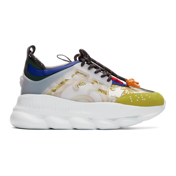 Versace Chain Reaction Sneaker In White/ Gold | ModeSens