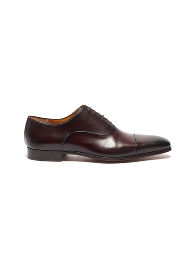 Magnanni Toe Cap Six Eyelet Leather Oxfords In Brown