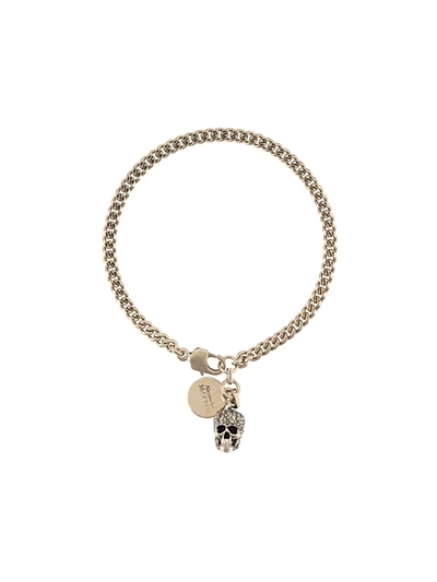 Alexander Mcqueen Skull-embellished Bracelet In Gold