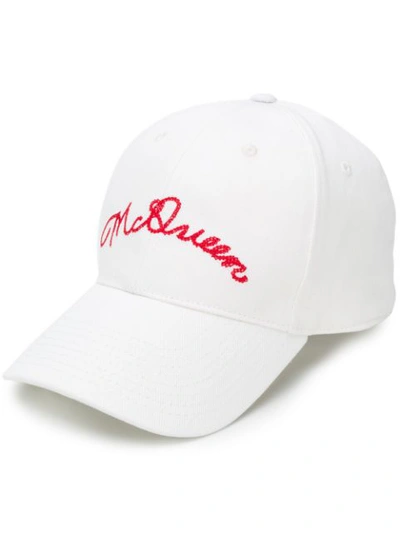 Alexander Mcqueen Logo-embroidered Cotton Baseball Cap In White