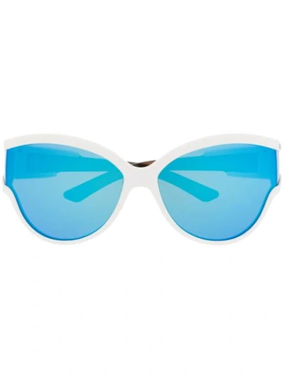 Balenciaga White Mirrored Oval-frame Sunglasses