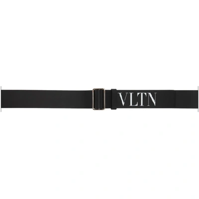 Valentino Garavani Logo Print Leather Belt In 0no Black