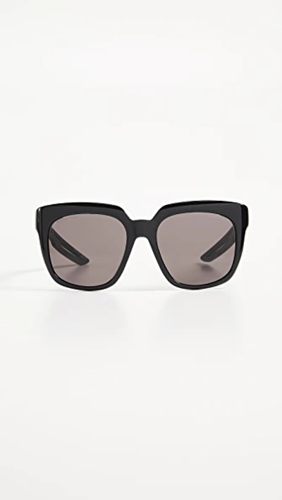 Balenciaga Hybrid Acetate Sporty Sunglasses In Black With Grey Solid Lens