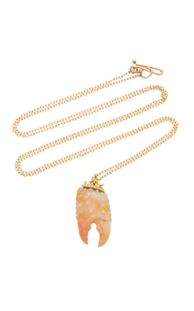 Annette Ferdinandsen Carved Crab Claw Pendant In Orange