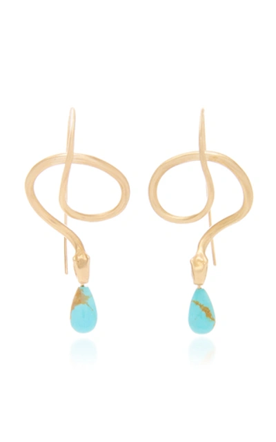 Annette Ferdinandsen Turquoise Serpent Earring In Gold