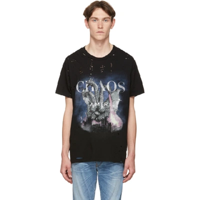 Amiri 'city Dragon' Graphic Print Distressed T-shirt In Tar