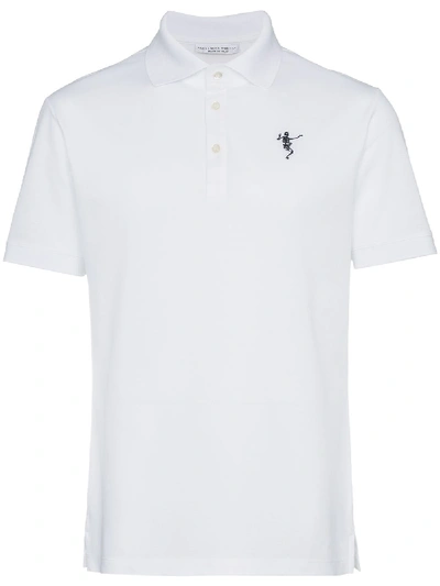 Alexander Mcqueen Dancing Skeleton Motif Polo Shirt In White