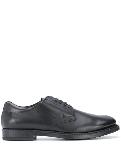 Tod's High-shine Leather Derby Shoes In Black