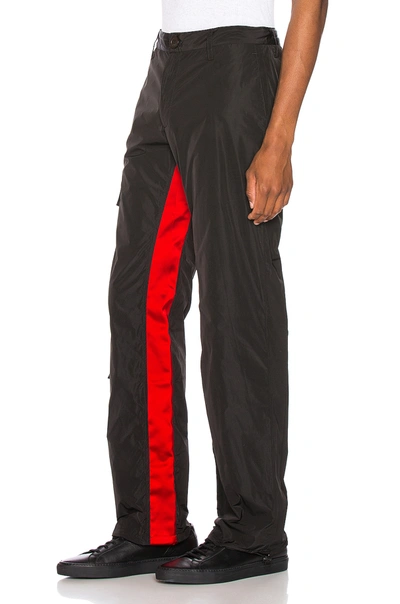 Wales Bonner Contrast Stripe Inseam Nylon Cargo Pants In Black